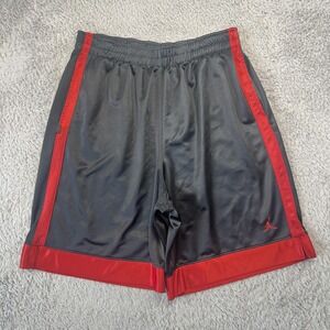 Air Jordan Shiny Silky Dazzle Basketball Shorts Black Red Bred Jumpman Mens L